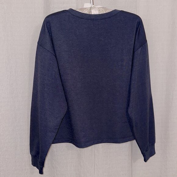 GAP M Indigo Crew French Terry Cloth Inner Athletic Crop Sweatshirt - Picture 2 of 11